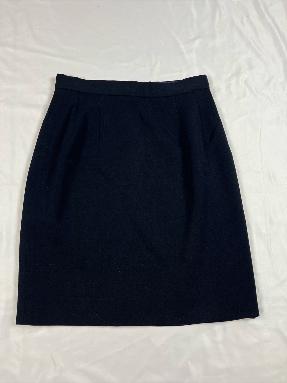 Vintage Ralph Lauren Purple Label Navy Blue 100% Wool Mini Skirt Size 6